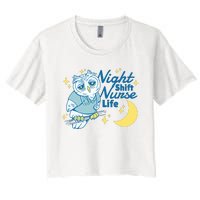 Night Shift Nurse Life Owl Women's Crop Top Tee