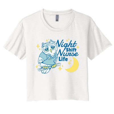 Night Shift Nurse Life Owl Women's Crop Top Tee