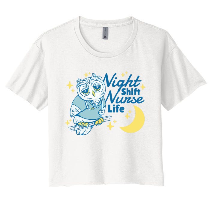 Night Shift Nurse Life Owl Women's Crop Top Tee