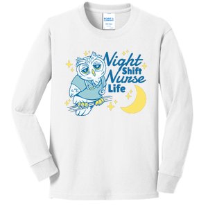 Night Shift Nurse Life Owl Kids Long Sleeve Shirt