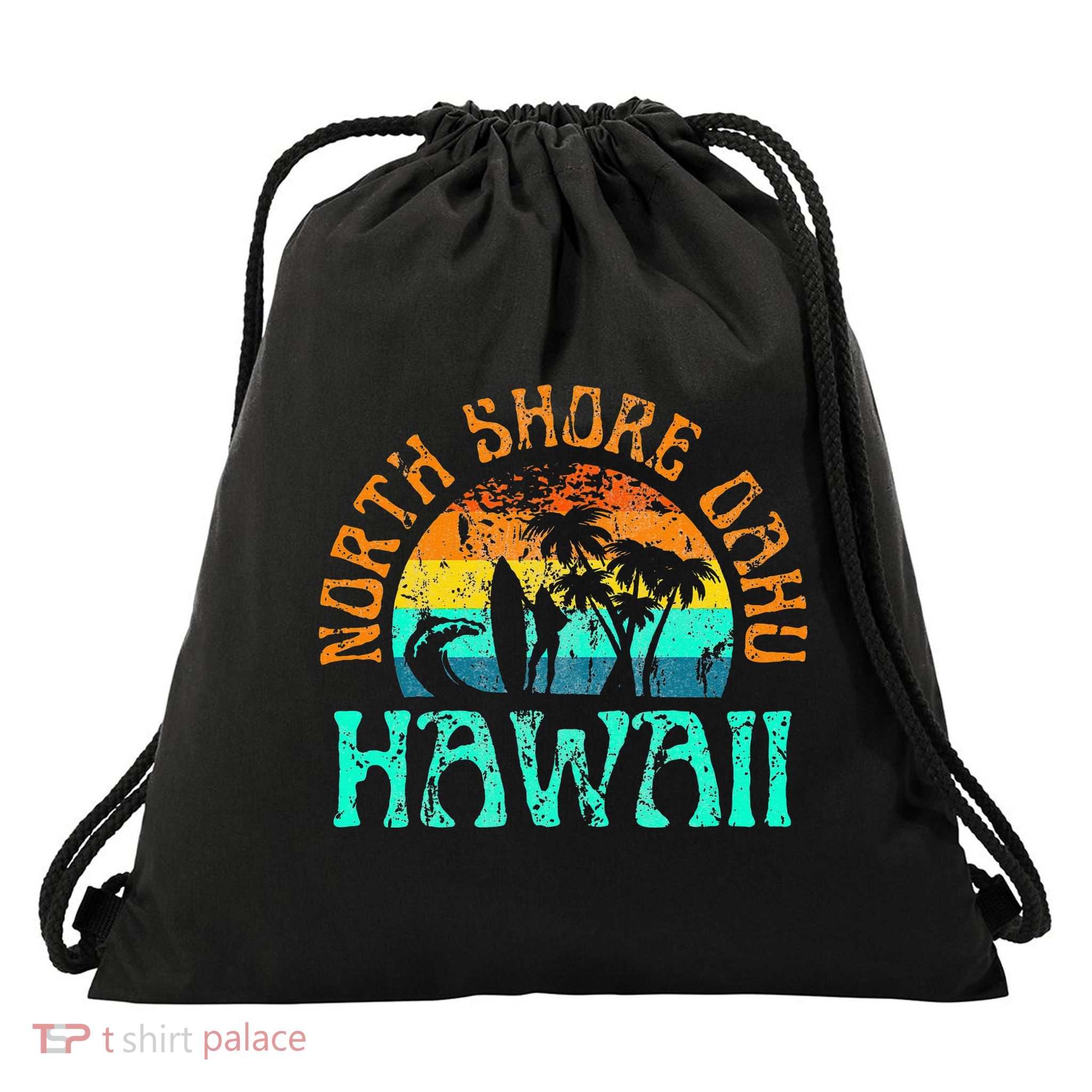 North Shore Oahu Hawaii Surf Beach Surfer Waves Drawstring Bag