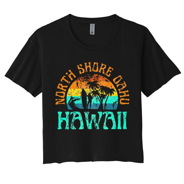 North Shore Oahu Hawaii Surf Beach Surfer Waves Crop Top