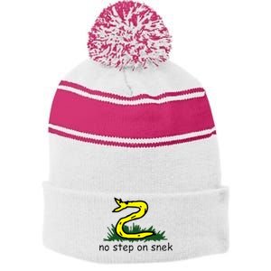 No Step On Stripe Pom Pom Beanie