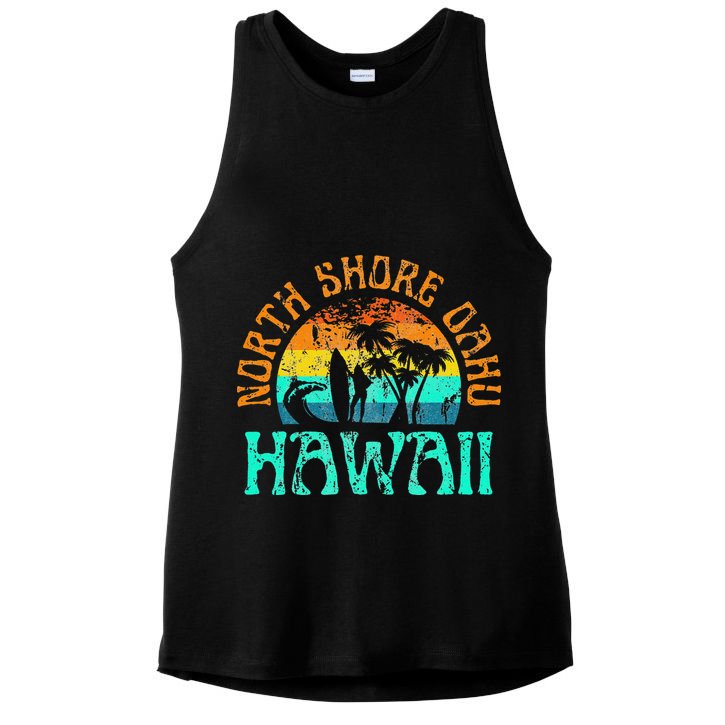 North Shore Oahu Hawaii Surf Beach Surfer Waves Ladies PosiCharge Tri-Blend Wicking Tank