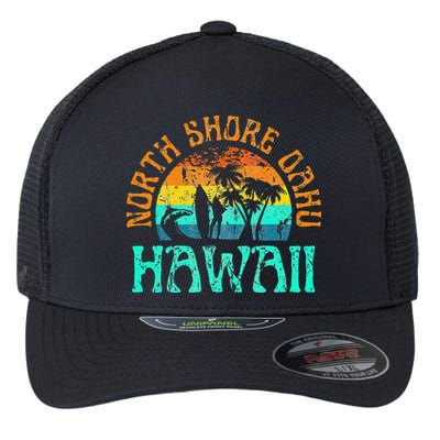 North Shore Oahu Hawaii Surf Beach Surfer Waves Flexfit Unipanel Trucker Cap