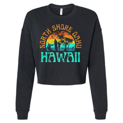North Shore Oahu Hawaii Surf Beach Surfer Waves Cropped Pullover Crew