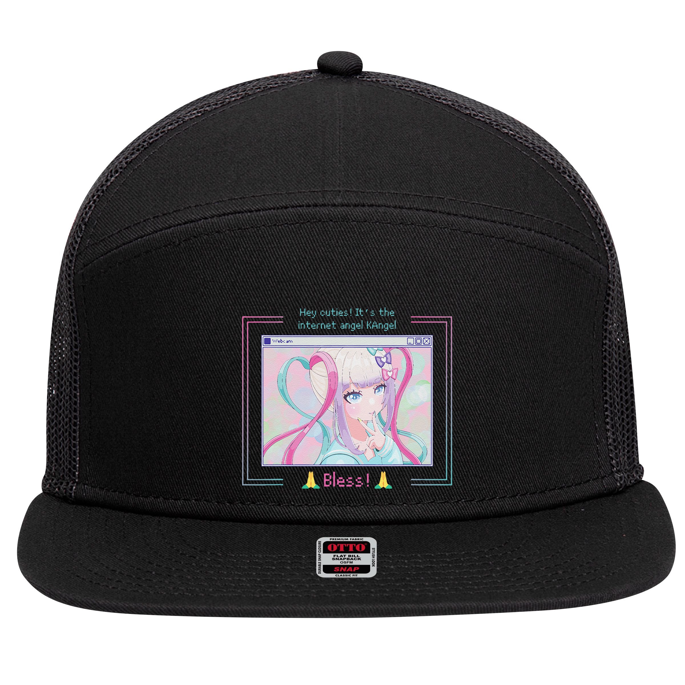 Needy Streamer Overload Kangel Japanese Anime Kawaii Girl 7 Panel Mesh Trucker Snapback Hat