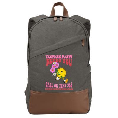 National Suicide Prevention Lifeline Tomorrow Needs You 988 Cotton Canvas Backpack