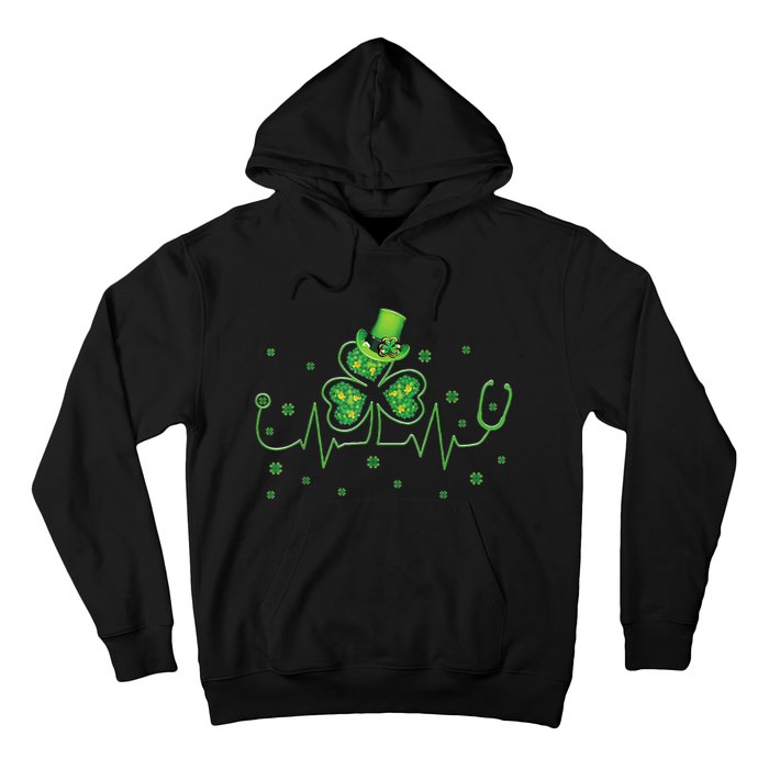 Nurse St Patricks Day Shamrock Heart Beat Lucky Nurse Hoodie