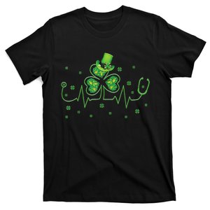 Nurse St Patricks Day Shamrock Heart Beat Lucky Nurse T-Shirt