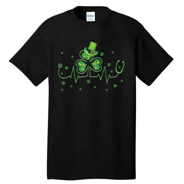 Nurse St Patricks Day Shamrock Heart Beat Lucky Nurse Tall T-Shirt