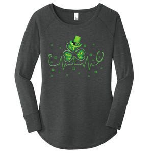 Nurse St Patricks Day Shamrock Heart Beat Lucky Nurse Women's Perfect Tri Tunic Long Sleeve Shirt