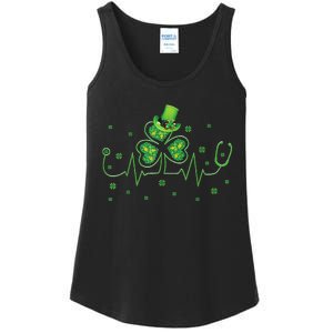 Nurse St Patricks Day Shamrock Heart Beat Lucky Nurse Ladies Essential Tank