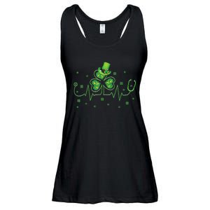 Nurse St Patricks Day Shamrock Heart Beat Lucky Nurse Ladies Essential Flowy Tank