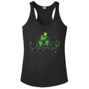 Nurse St Patricks Day Shamrock Heart Beat Lucky Nurse Ladies PosiCharge Competitor Racerback Tank