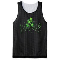 Nurse St Patricks Day Shamrock Heart Beat Lucky Nurse Mesh Reversible Basketball Jersey Tank