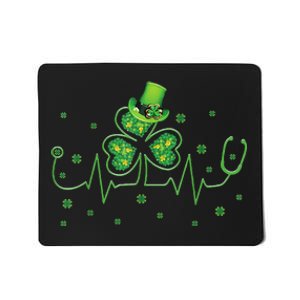 Nurse St Patricks Day Shamrock Heart Beat Lucky Nurse Mousepad