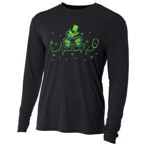 Nurse St Patricks Day Shamrock Heart Beat Lucky Nurse Cooling Performance Long Sleeve Crew