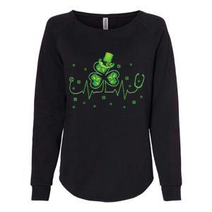 Nurse St Patricks Day Shamrock Heart Beat Lucky Nurse Womens California Wash Sweatshirt