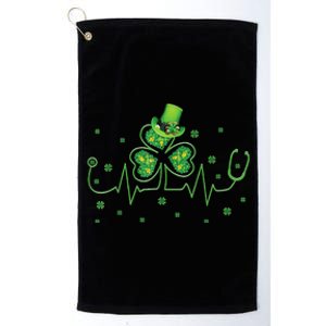 Nurse St Patricks Day Shamrock Heart Beat Lucky Nurse Platinum Collection Golf Towel