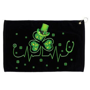 Nurse St Patricks Day Shamrock Heart Beat Lucky Nurse Grommeted Golf Towel