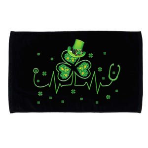 Nurse St Patricks Day Shamrock Heart Beat Lucky Nurse Microfiber Hand Towel