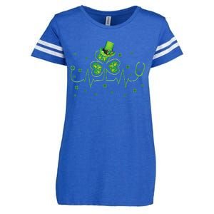 Nurse St Patricks Day Shamrock Heart Beat Lucky Nurse Enza Ladies Jersey Football T-Shirt