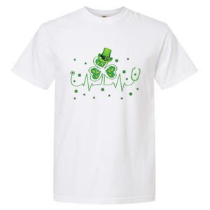 Nurse St Patricks Day Shamrock Heart Beat Lucky Nurse Garment-Dyed Heavyweight T-Shirt