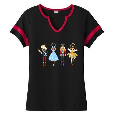 Nutcracker Sugar Plum Fairy Christmas 2022 Gift Ladies Halftime Notch Neck Tee