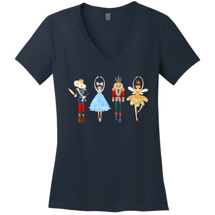 Nutcracker Sugar Plum Fairy Christmas 2022 Gift Women's V-Neck T-Shirt