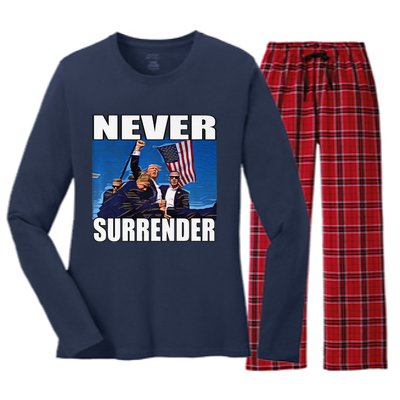 Never Surrender Premium Women's Long Sleeve Flannel Pajama Set 