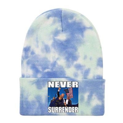 Never Surrender Premium Tie Dye 12in Knit Beanie