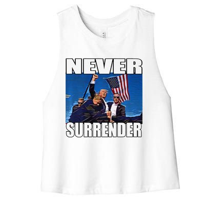 Never Surrender Premium Women's Racerback Cropped Tank