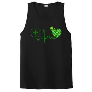 Nurse St Patricks Day Stethoscope Heartbeat Clover Nurses PosiCharge Competitor Tank