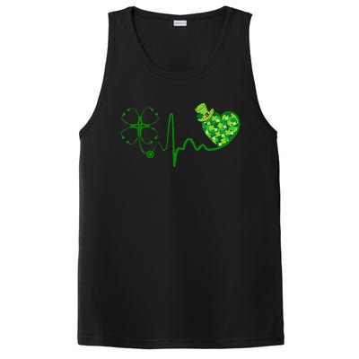 Nurse St Patricks Day Stethoscope Heartbeat Clover Nurses PosiCharge Competitor Tank