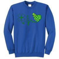 Nurse St Patricks Day Stethoscope Heartbeat Clover Nurses Sweatshirt