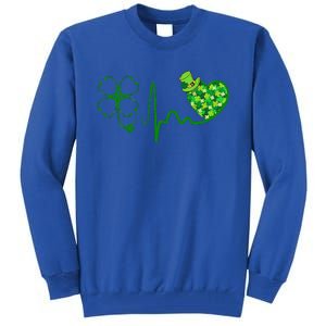 Nurse St Patricks Day Stethoscope Heartbeat Clover Nurses Tall Sweatshirt