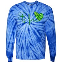 Nurse St Patricks Day Stethoscope Heartbeat Clover Nurses Tie-Dye Long Sleeve Shirt