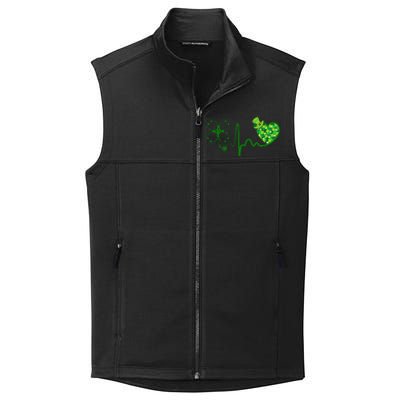 Nurse St Patricks Day Stethoscope Heartbeat Clover Nurses Collective Smooth Fleece Vest