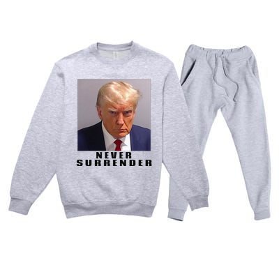 Never Surrender Pro Trump Premium Crewneck Sweatsuit Set