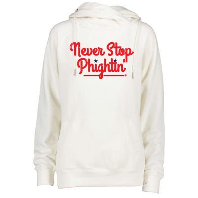 Never Stop Phightin’ Philadelphia Womens Funnel Neck Pullover Hood