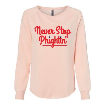 Never Stop Phightin’ Philadelphia Womens California Wash Sweatshirt