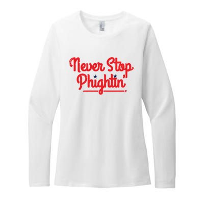 Never Stop Phightin’ Philadelphia Womens CVC Long Sleeve Shirt