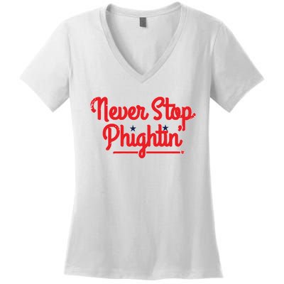 Never Stop Phightin’ Philadelphia Women's V-Neck T-Shirt