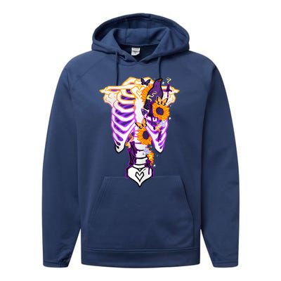 Nonbinary Subtle Pride Ribcage Lgbtq Pride Sunflower Performance Fleece Hoodie