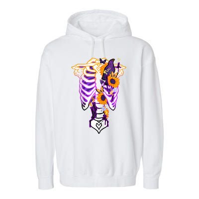 Nonbinary Subtle Pride Ribcage Lgbtq Pride Sunflower Garment-Dyed Fleece Hoodie