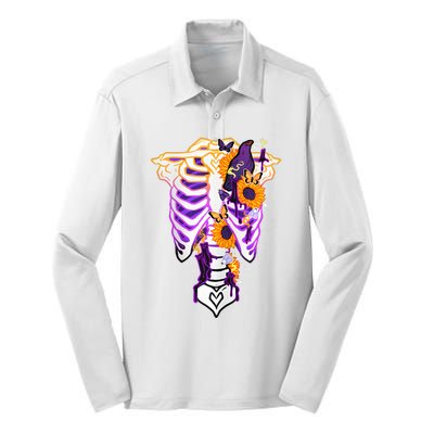 Nonbinary Subtle Pride Ribcage Lgbtq Pride Sunflower Silk Touch Performance Long Sleeve Polo