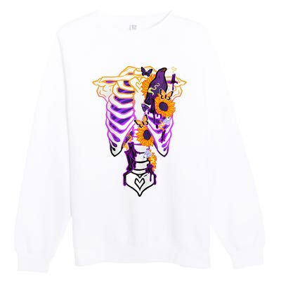 Nonbinary Subtle Pride Ribcage Lgbtq Pride Sunflower Premium Crewneck Sweatshirt