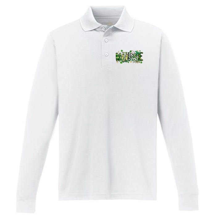 Nurse St Patricks Day Performance Long Sleeve Polo