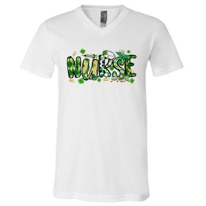 Nurse St Patricks Day V-Neck T-Shirt